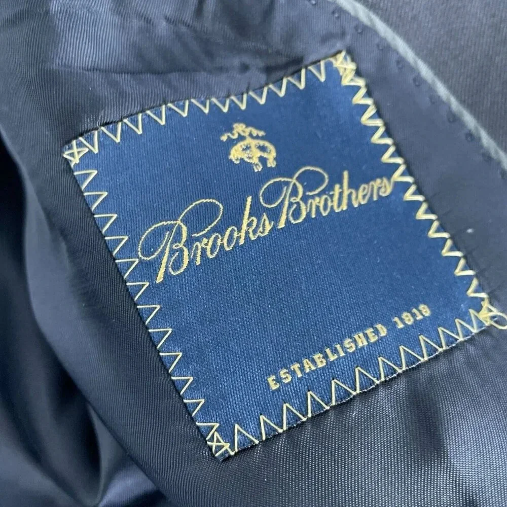 Brooks Brothers Mens Wool Blend Blazer Jacket 43L Classic Fit Black 3794